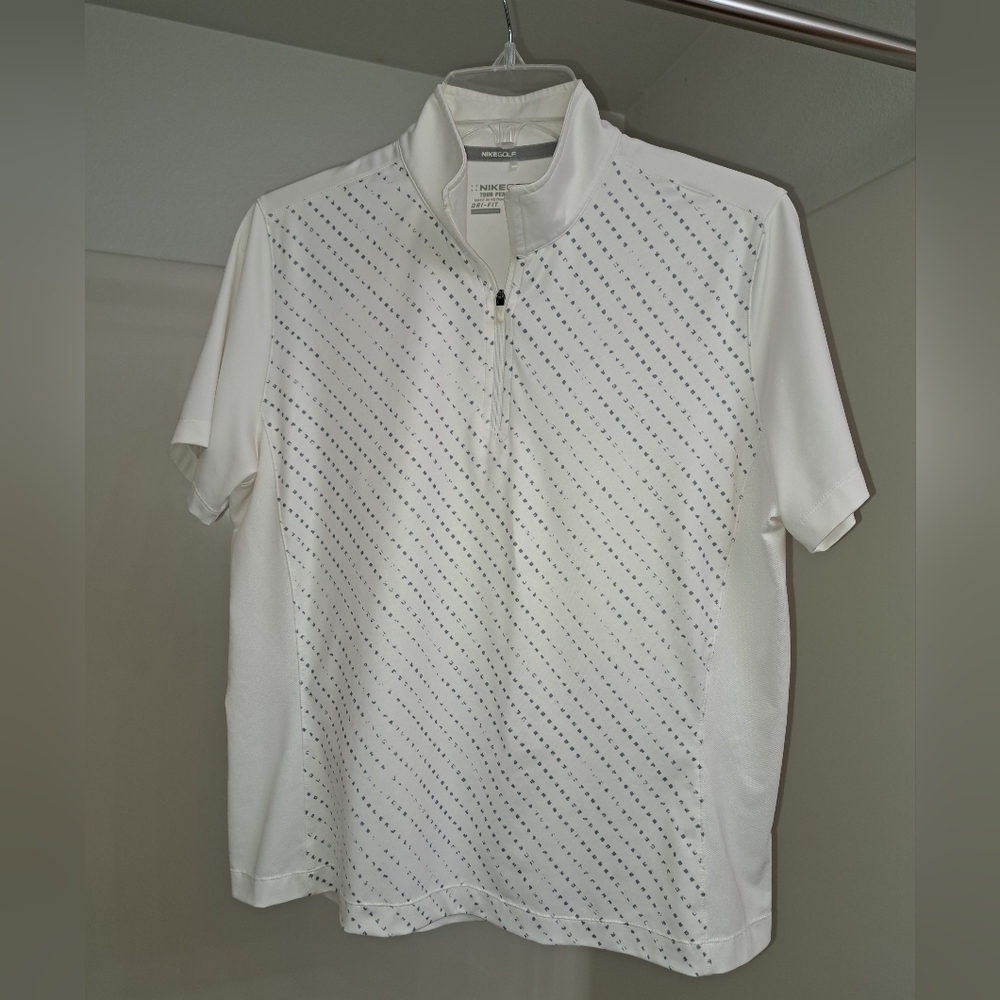 Nike White and Grey Women's Golf Polo